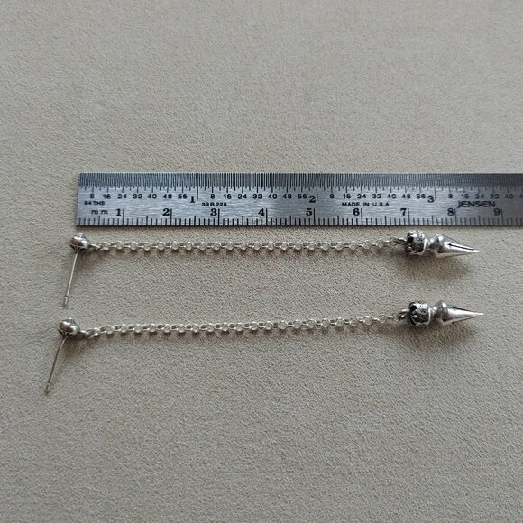Chrome Hearts Spike Drop Earrings 925 Sterling Silver (Pair) New - Picture 10 of 14